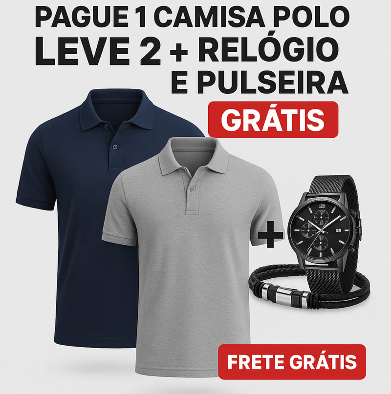 Pague 1 Leve 2 Camisa Polo + Brinde- Relógio e Pulseira (Brinde para os 10 primeiros clientes)
